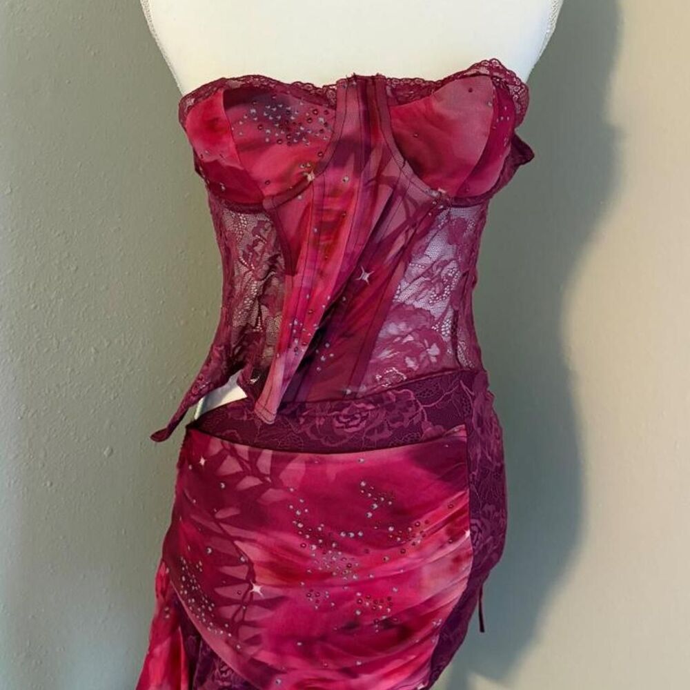 Outcast Clothing burgundy corset mini dress